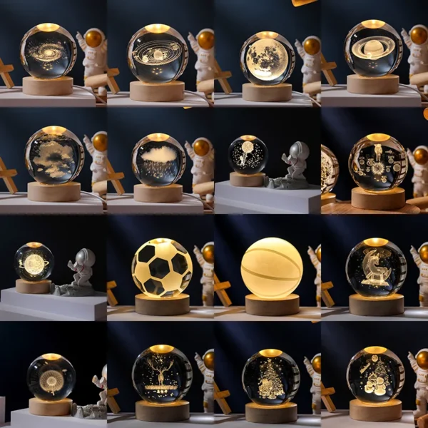 Boule de cristal pour décoration de Noël, astronomie, système solaire, planètes, lune, astronsomLED, ikHome, décorations de globe de verre à neige, 2023 - Image 6